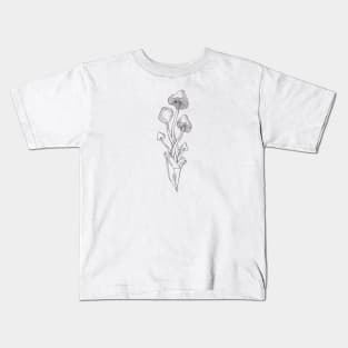 Mushroom Amethyst Crystal Line Art Kids T-Shirt